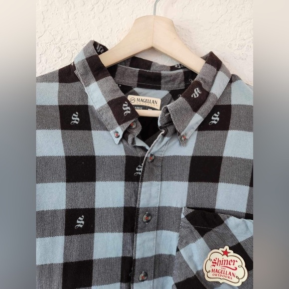 Magellan Outdoors Blue Flannel Shiner Button Down Shirt Size 2XL - Picture 5 of 8